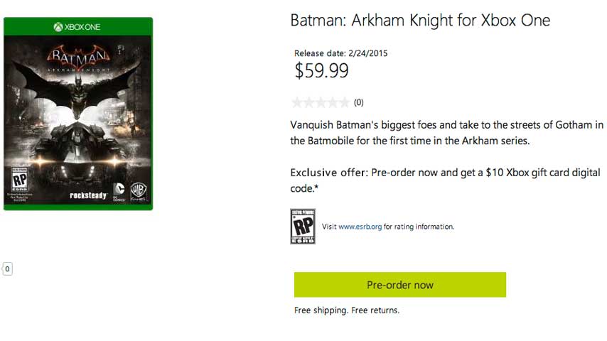 batman arkham knight xbox one digital code