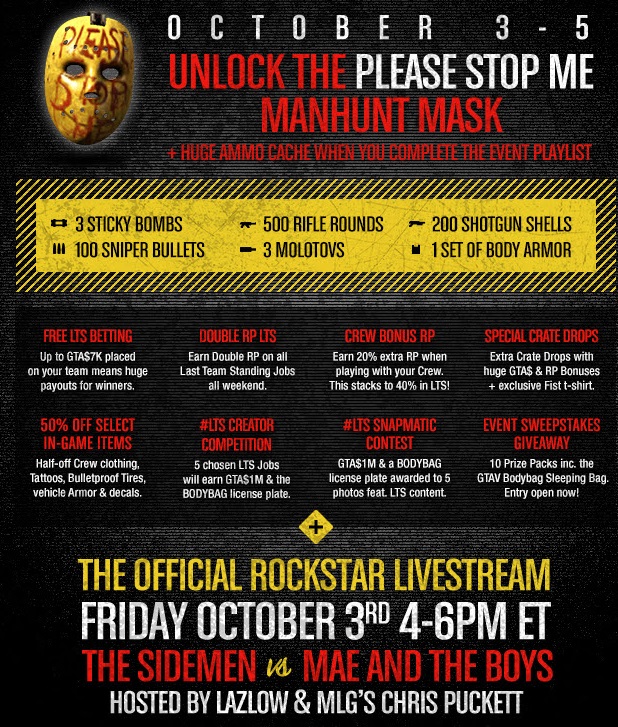 Unlock the Manhunt mask in GTA Online this weekend VG247