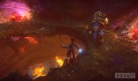 Human_wizard_and_Kerran_warrior_break_through_cavern_floor_to_a_magma_chamber_below_them