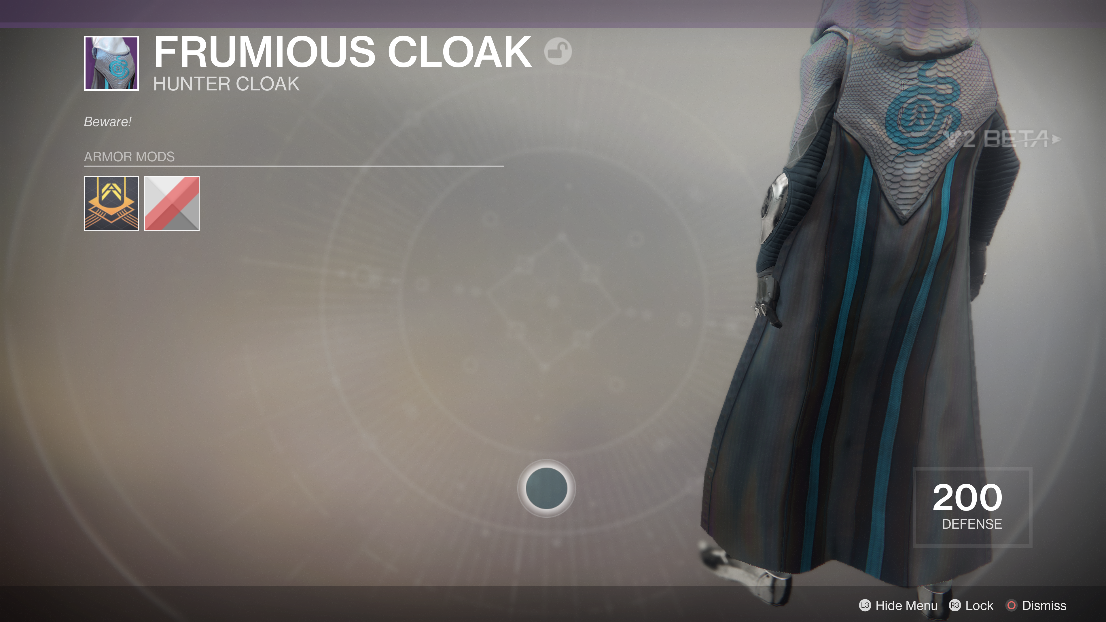 destiny 2 beta frumious cloak