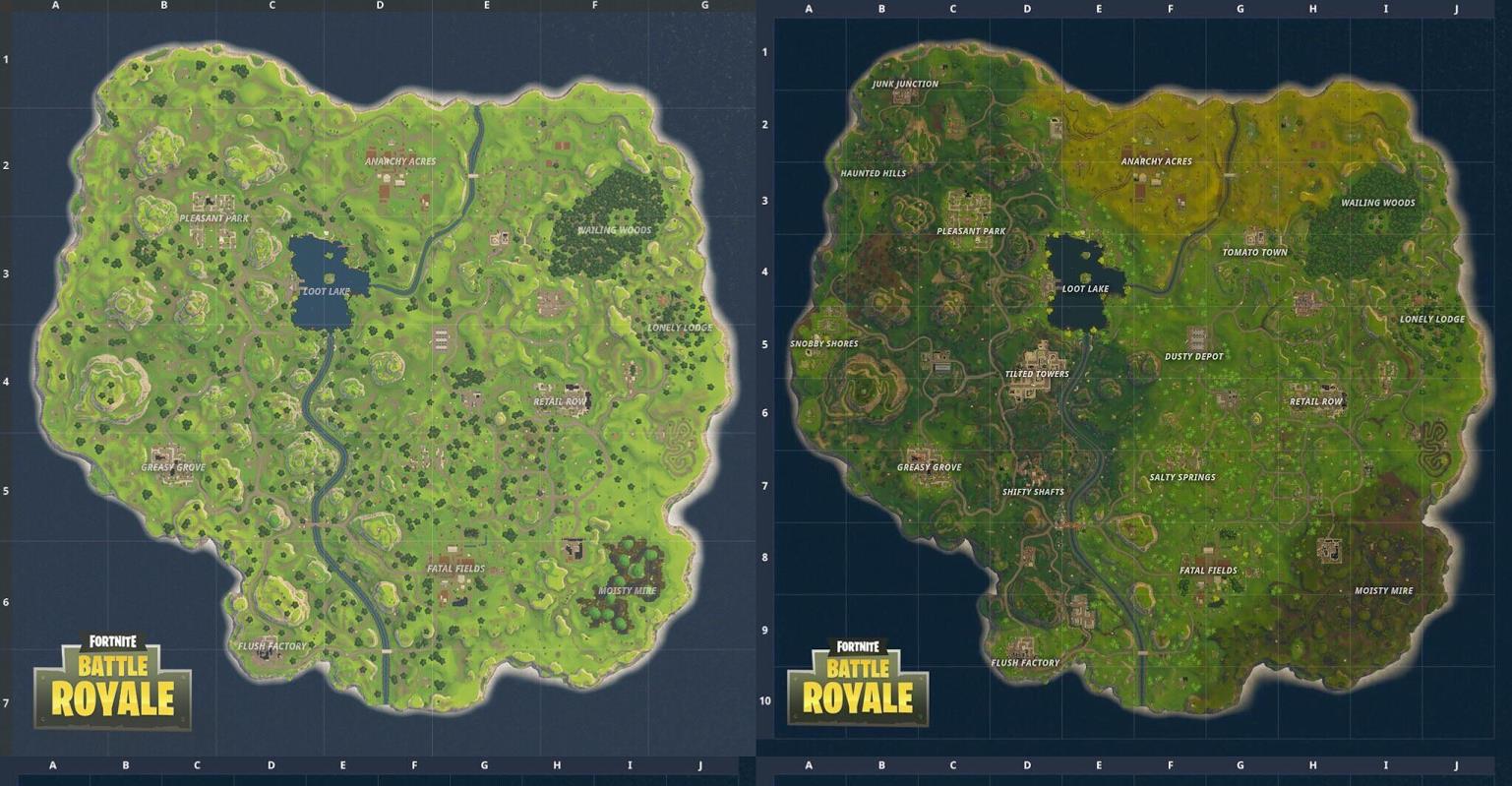 Fortnite Old Map Vs New Map Where Is The Underground Mine And - fortnite old map new map