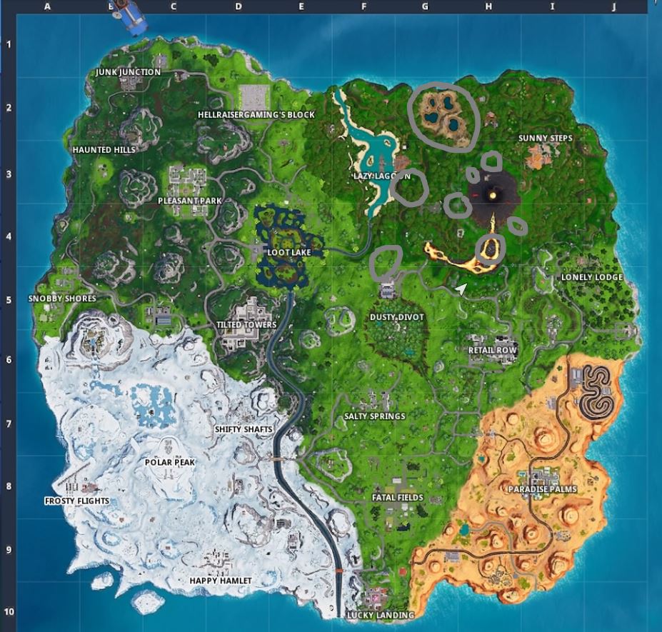 fortnite where to find volcano vents - fortnite volcano vents map