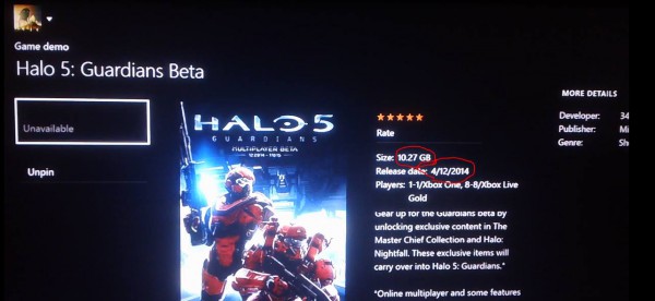 halo 5 beta install size
