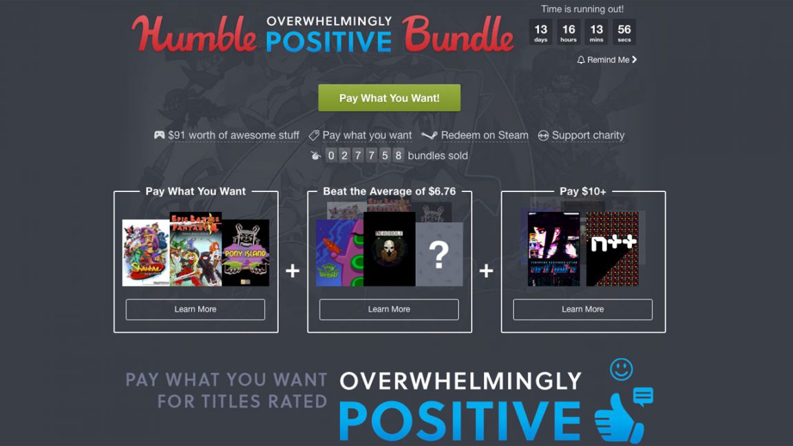 This week's Humble Bundle only includes games rated "Overwhelmingly