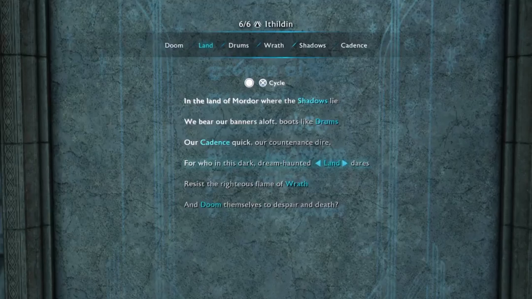 MiddleEarth Shadow of War Ithildin Poem Solutions find out how to get