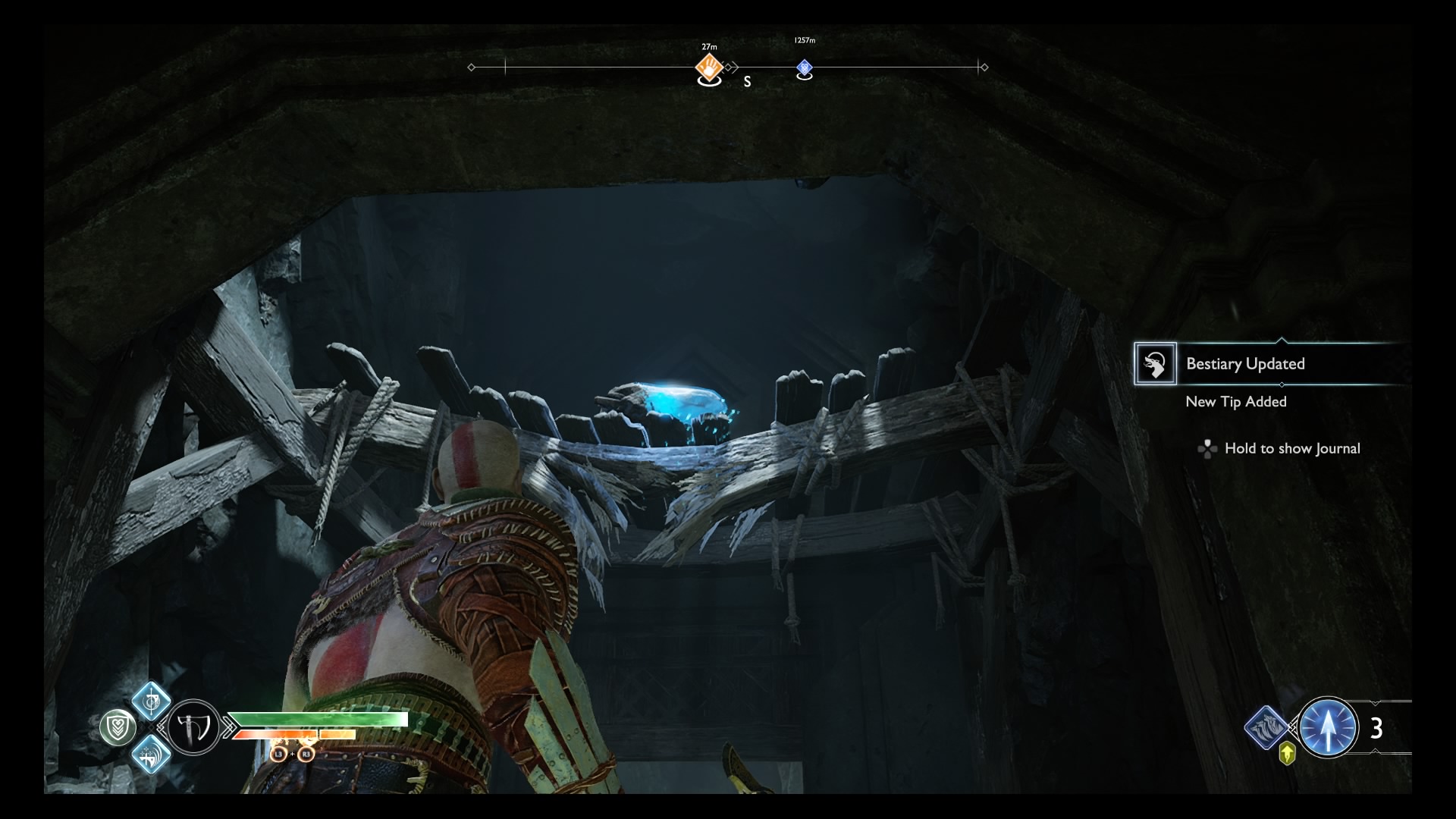 God of War Inside the Mountain quest Deer Head Statue, Heart of the