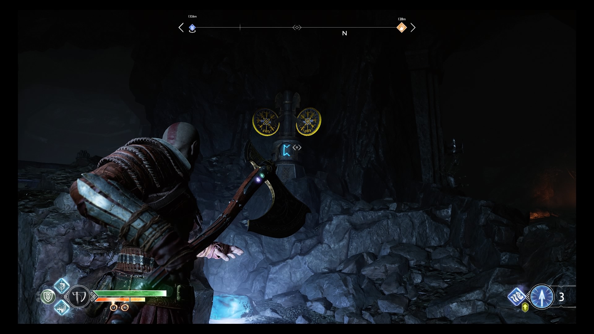 God of War Inside the Mountain quest Deer Head Statue, Heart of the