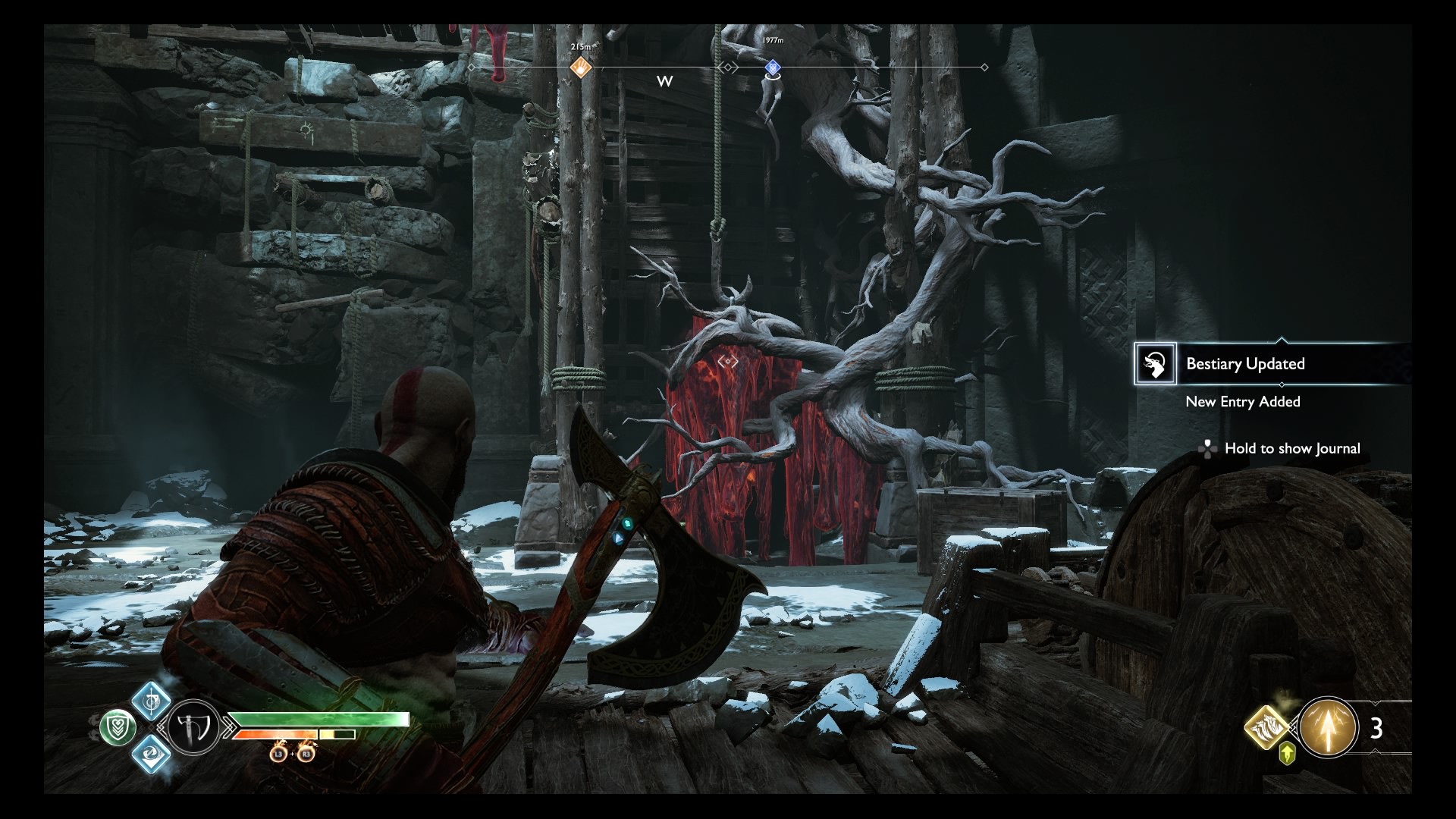 God of War Inside the Mountain quest Deer Head Statue, Heart of the