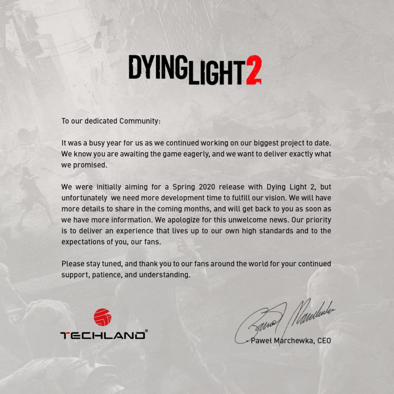 Techland announces Dying Light 2 launch will be delayed ...