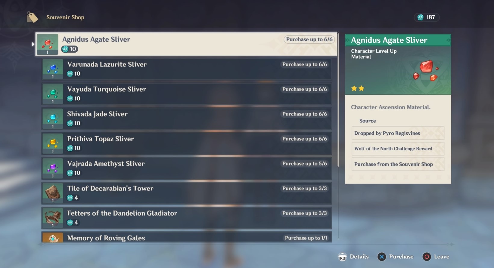 Genshin Impact Ascension Materials Brilliant Diamond Sliver Dandelion